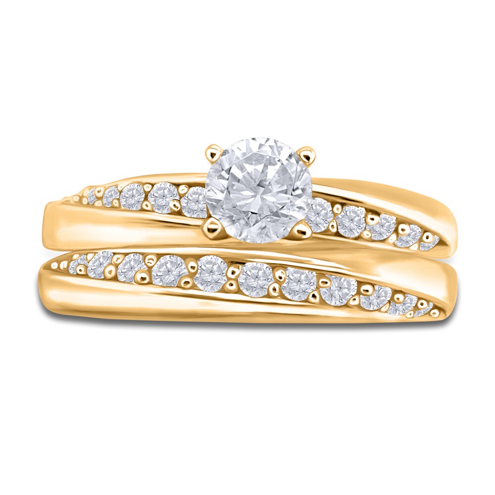 Diamond Bridal Set 1-1/4 ct tw Round 14K Yellow Gold GCnu73Vr