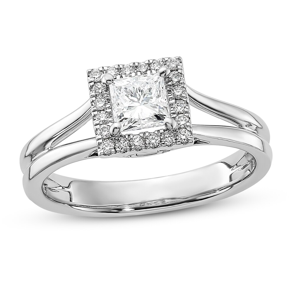 Diamond Engagement Ring 1/2 ct tw Princess/Round 14K White Gold GHzlmlUJ [GHzlmlUJ]