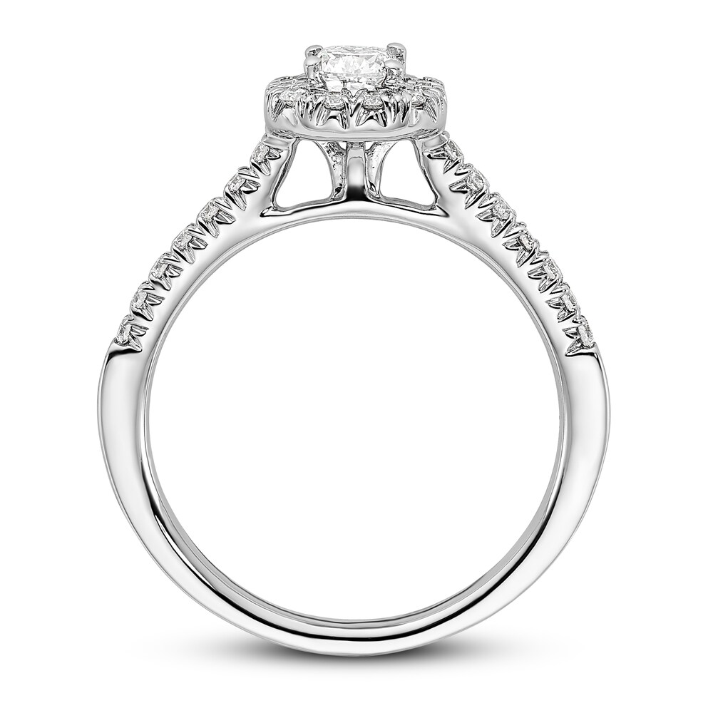 Diamond Engagement Ring 5/8 ct tw Cushion/Round 14K White Gold GvHCuB9l