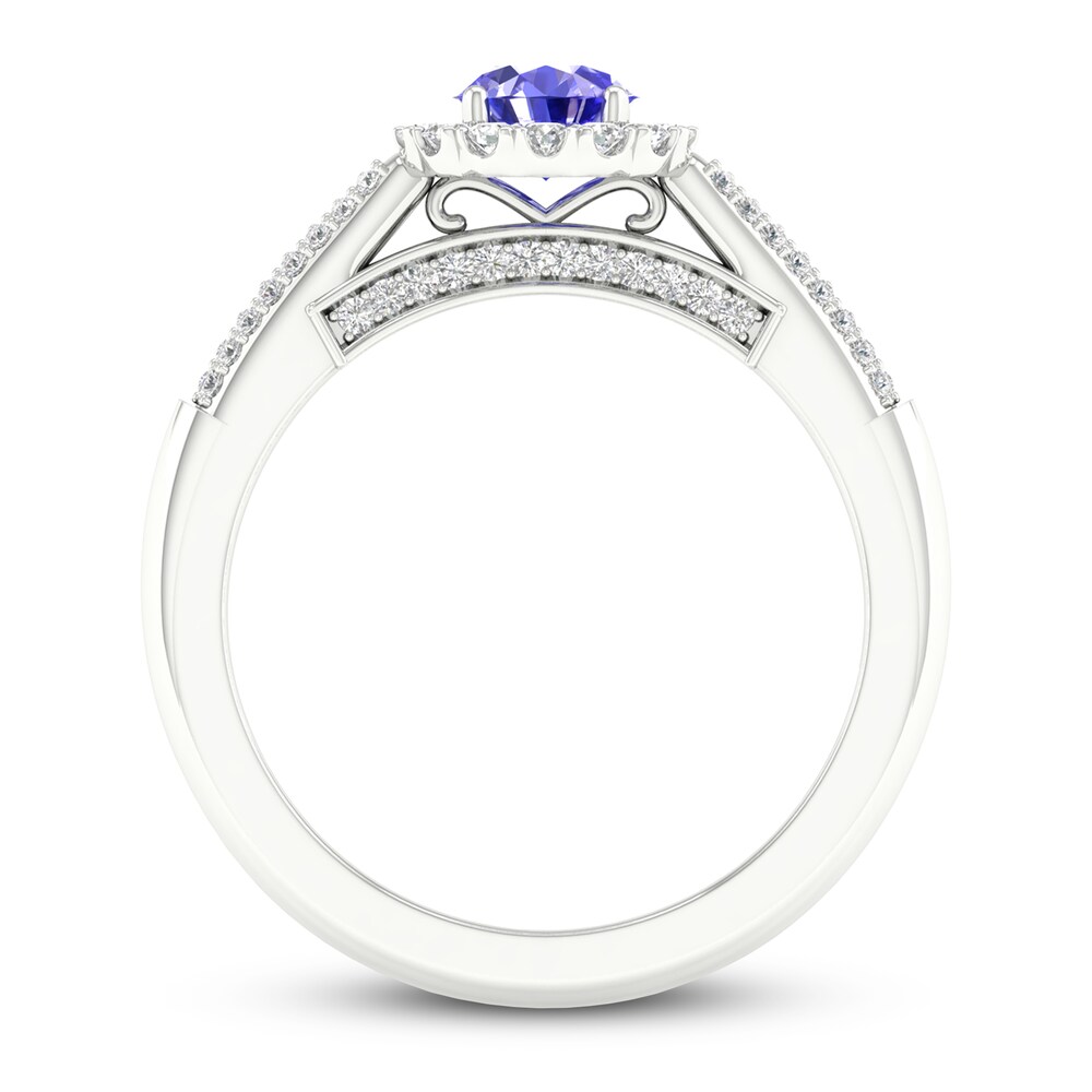 Natural Tanzanite Engagement Ring 1/4 ct tw Diamonds 14K White Gold HMj6nRsu