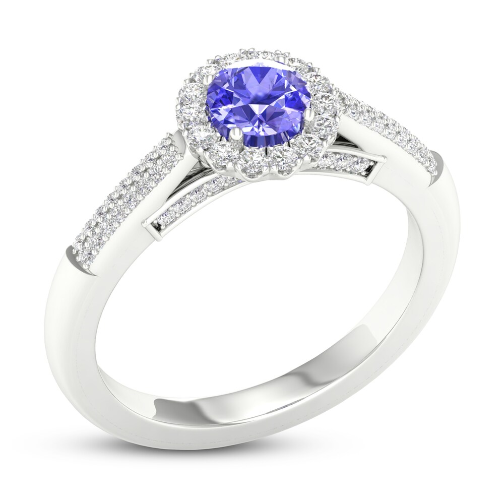 Natural Tanzanite Engagement Ring 1/4 ct tw Diamonds 14K White Gold HMj6nRsu