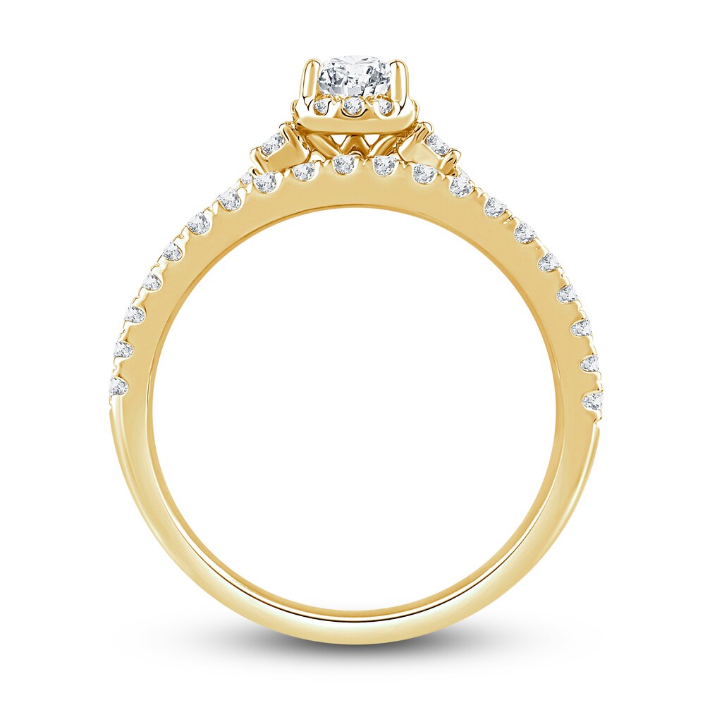 Diamond Halo Bridal Set 1 ct tw Pear/Round 14K Yellow Gold HNQ6LUH2