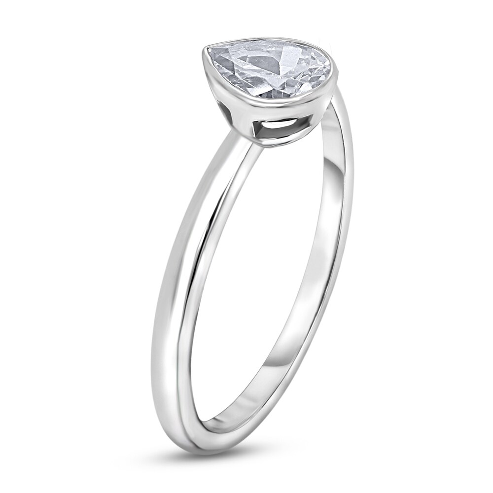 Diamond Solitaire Engagement Ring 1-1/2 ct tw Bezel-Set Pear-cut 14K White Gold (I2/I) HSO3t529