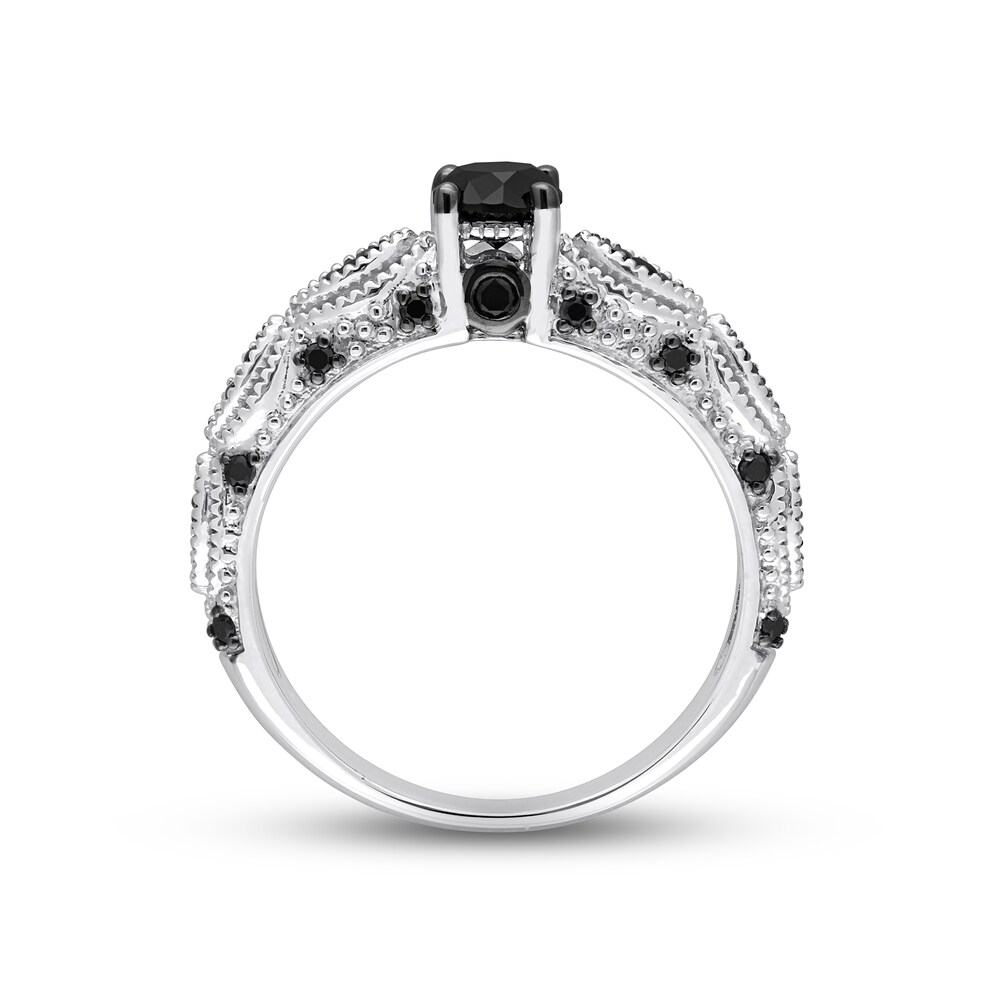 Black Diamond Engagement Ring 3/4 ct tw Round 10K White Gold HaD6by6K