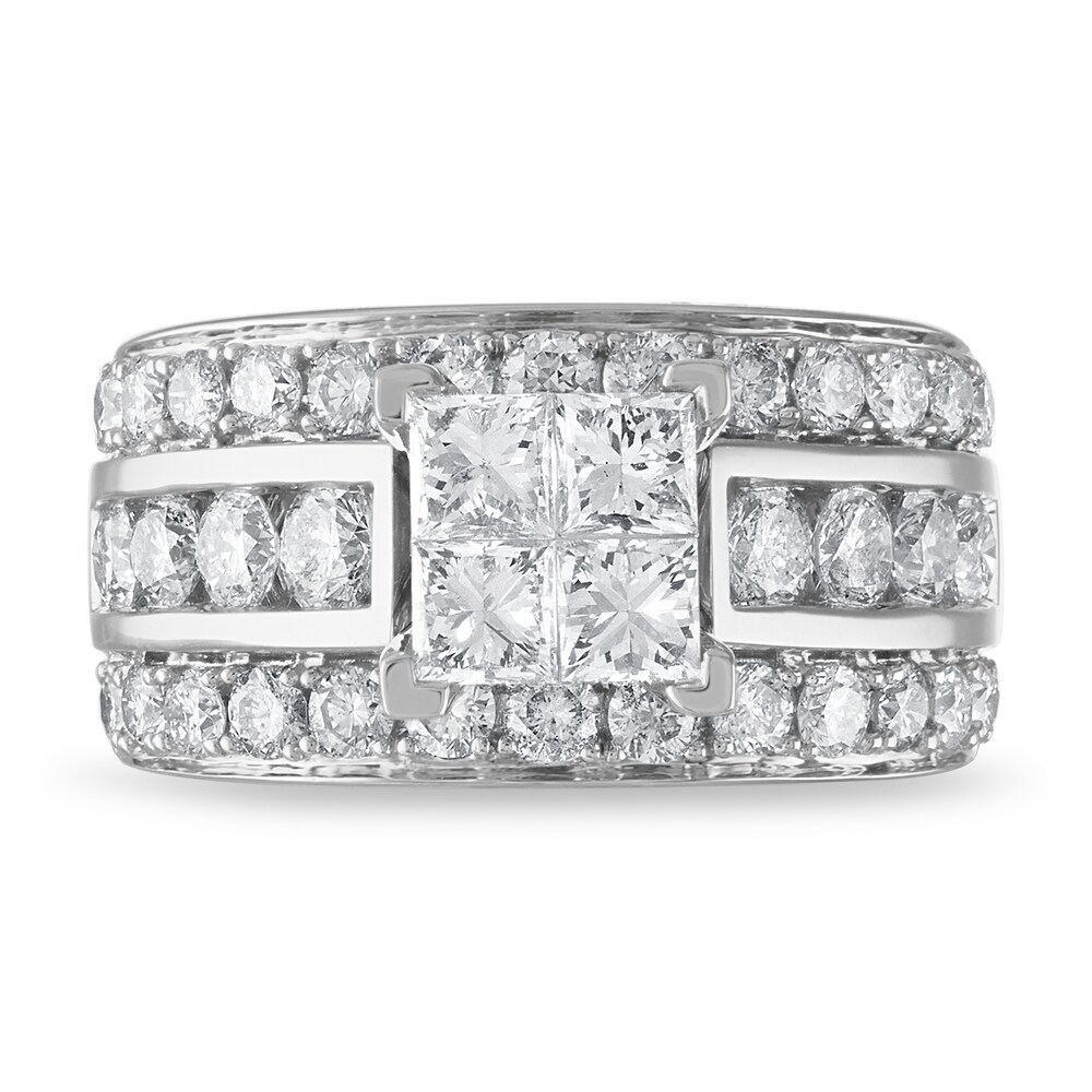 Diamond Engagement Ring 3-1/2 ct tw Princess/Round 14K White Gold HjPKHwG2