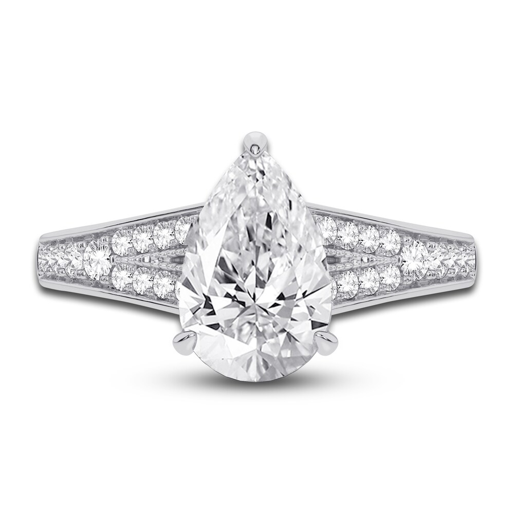 Lab-Created Diamond Engagement Ring 2-1/3 ct tw Pear/Round 14K White Gold Hz5QSq5h