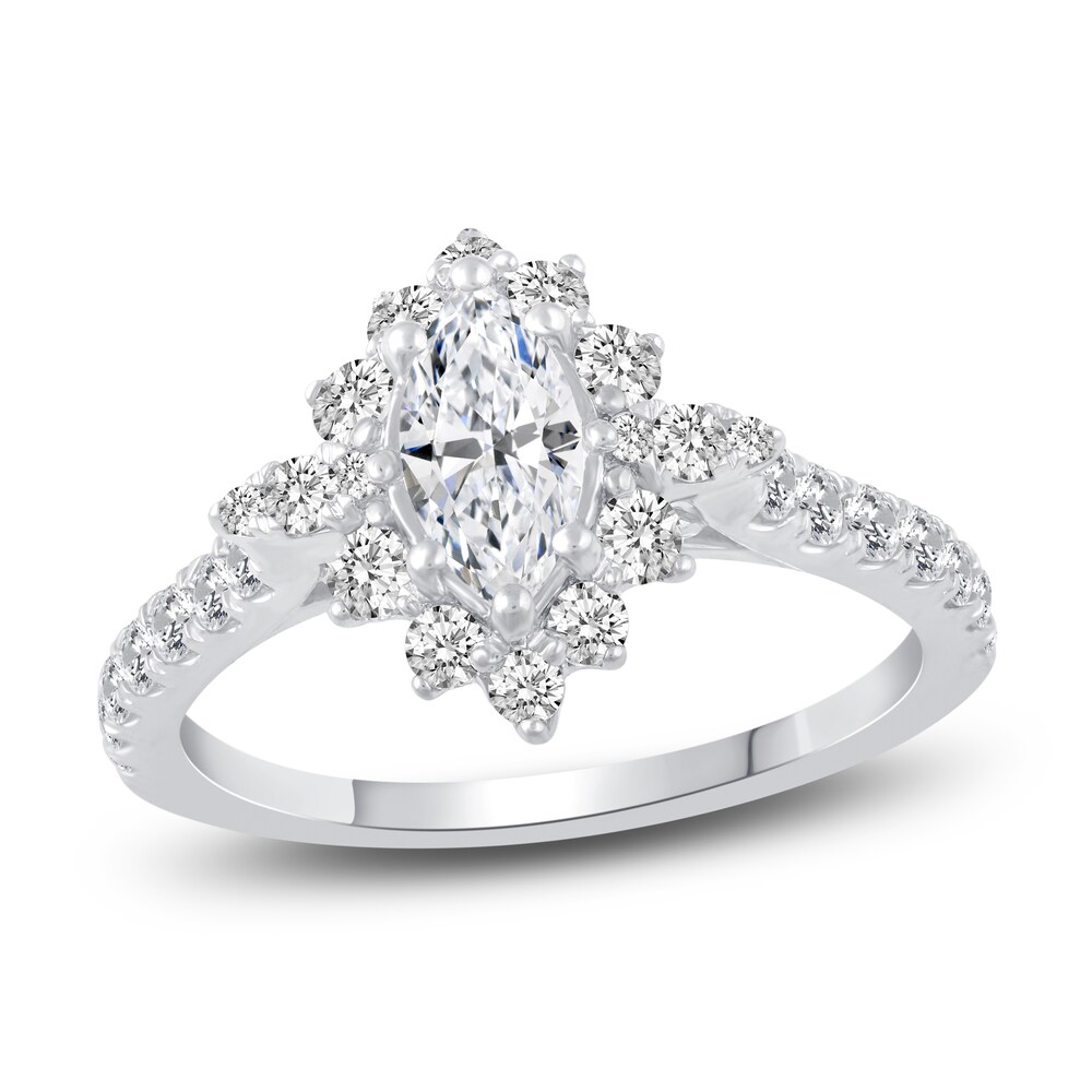 Diamond Halo Engagement Ring 1-1/4 ct tw Marquise/Round 14K White Gold I3J6J1An [I3J6J1An]