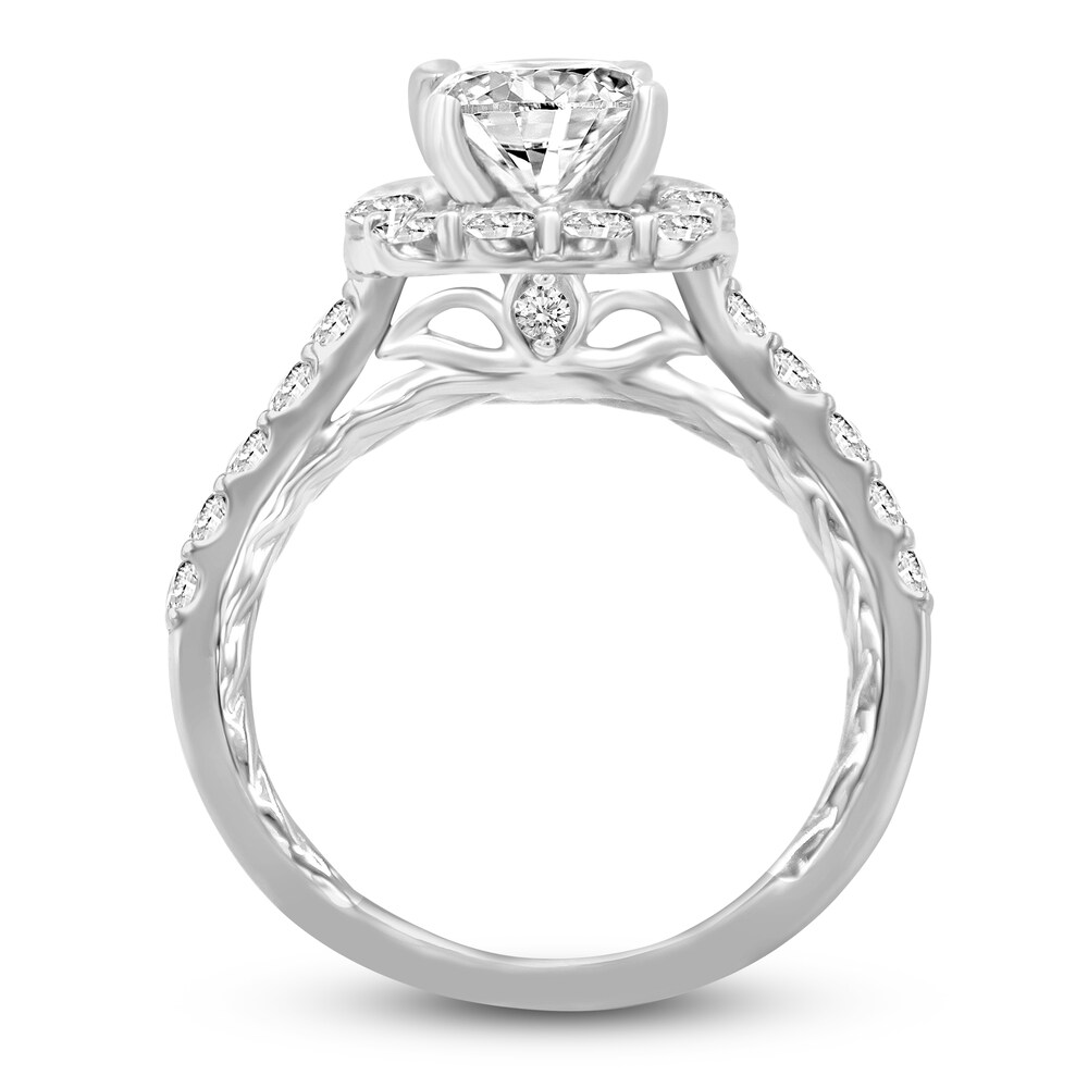 Diamond Engagement Ring 2-1/2 ct tw Cushion/Round 14K White Gold I4IKev96