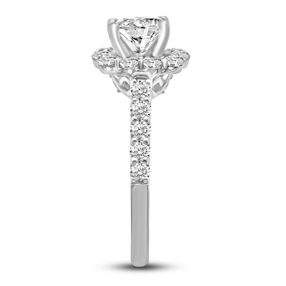 Diamond Engagement Ring 2-1/2 ct tw Cushion/Round 14K White Gold I4IKev96