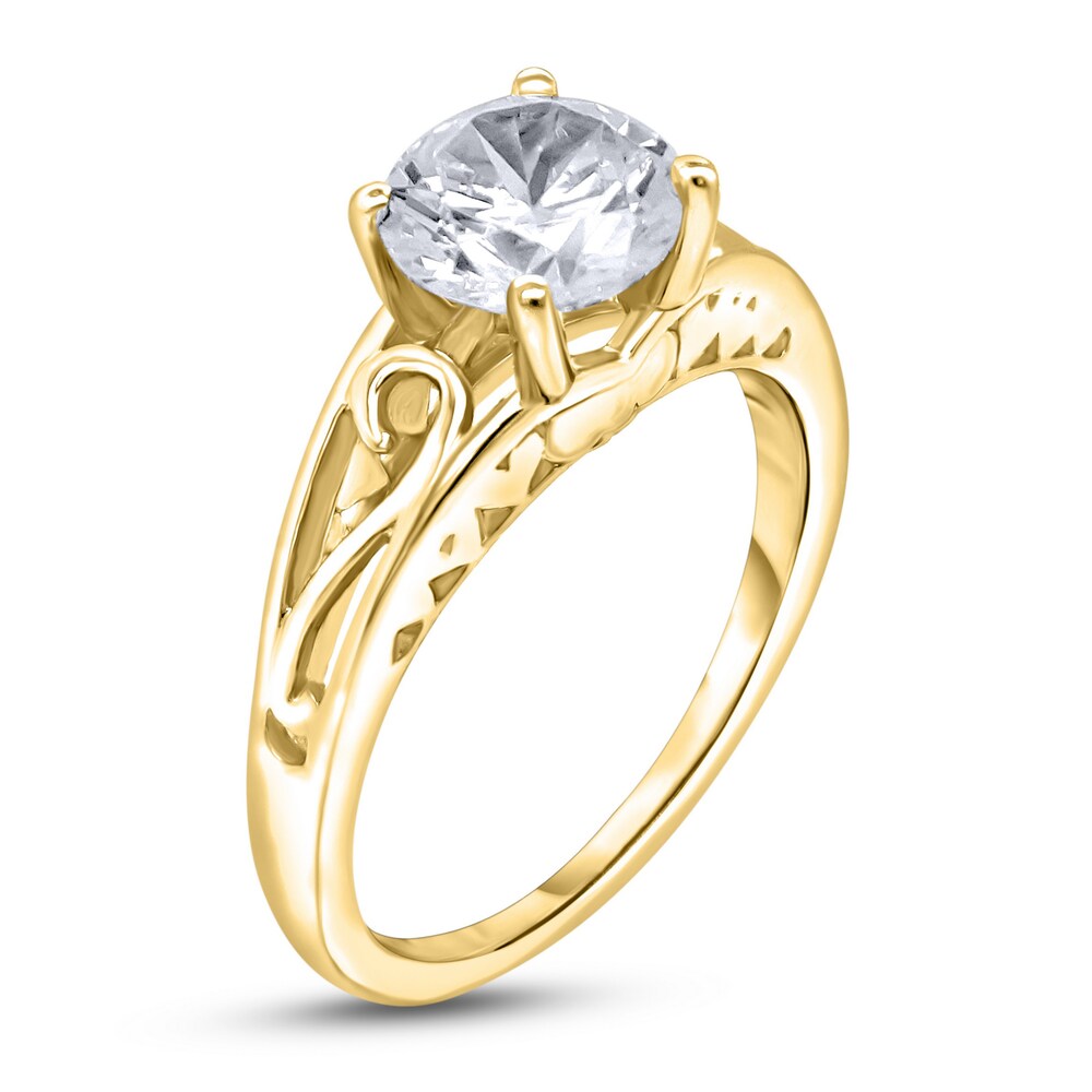 Diamond Solitaire Scroll Engagement Ring 1-1/2 ct tw Round 14K Yellow Gold (I2/I) IYXqJ5vh