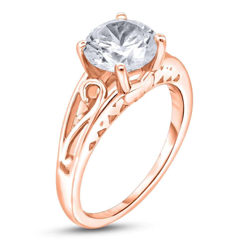 Diamond Solitaire Scroll Engagement Ring 2 ct tw Round 14K Rose Gold (I2/I) IZ9ZUo9P