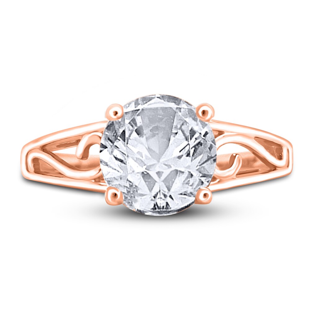 Diamond Solitaire Scroll Engagement Ring 2 ct tw Round 14K Rose Gold (I2/I) IZ9ZUo9P