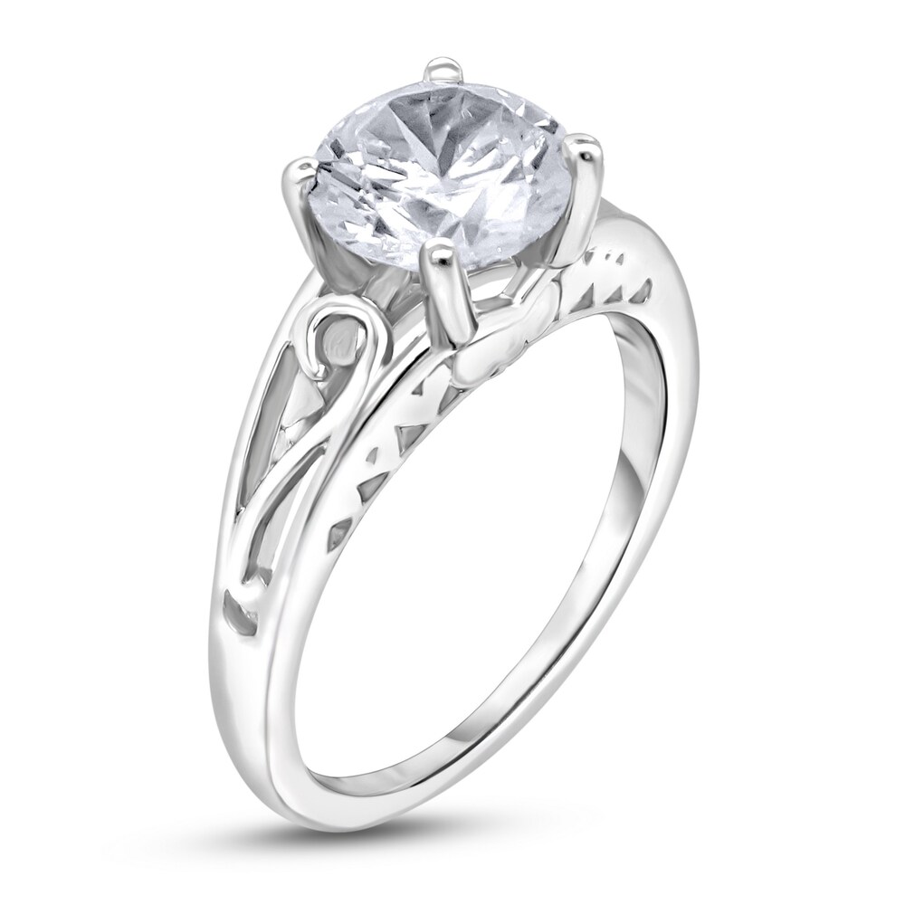 Diamond Solitaire Scroll Engagement Ring 2 ct tw Round 14K White Gold (I2/I) Iyr43tai