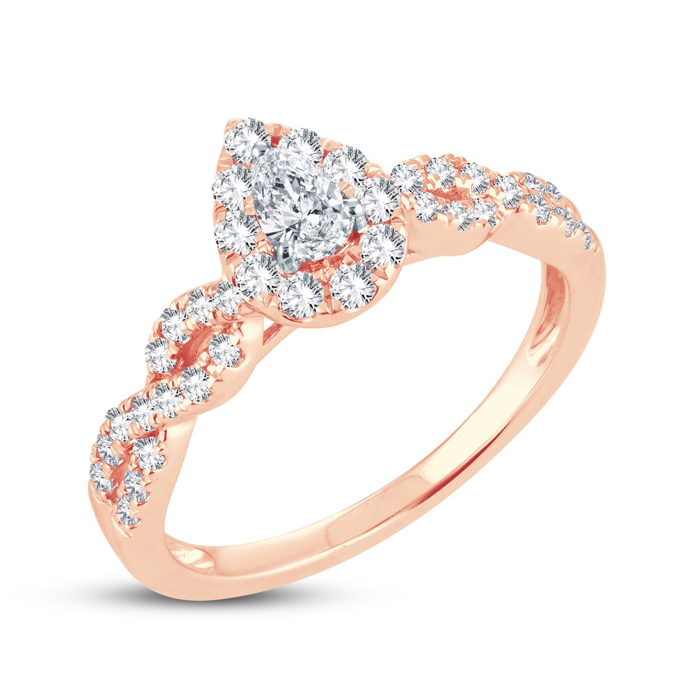 Diamond Ring 1/2 ct tw Pear-shaped 14K Rose Gold J55Nx2FU