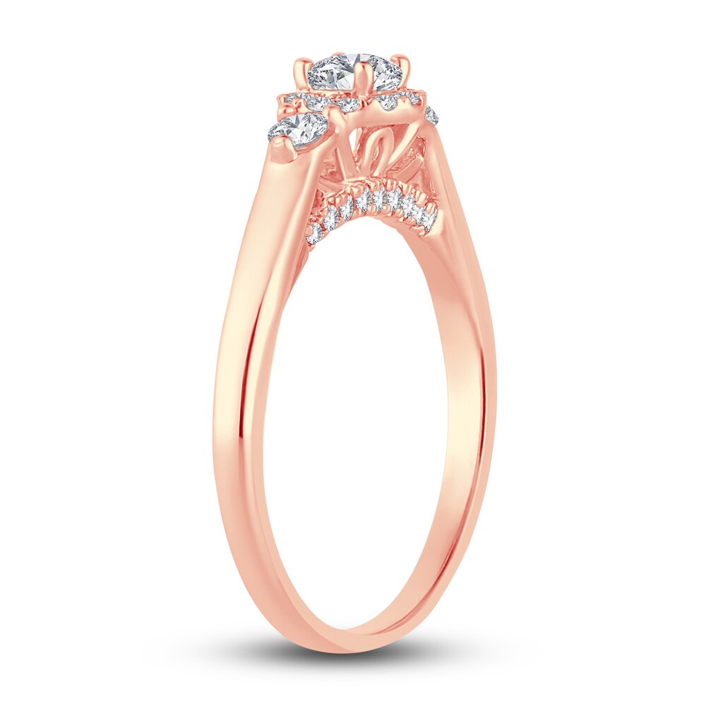 Diamond Halo Ring 3/8 ct tw Round 14K Rose Gold JB98HQRR