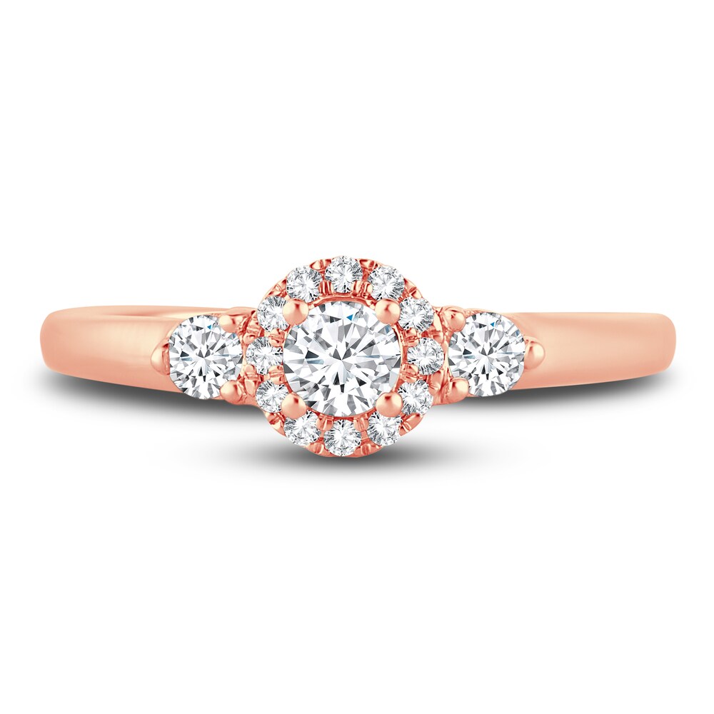 Diamond Halo Ring 3/8 ct tw Round 14K Rose Gold JB98HQRR