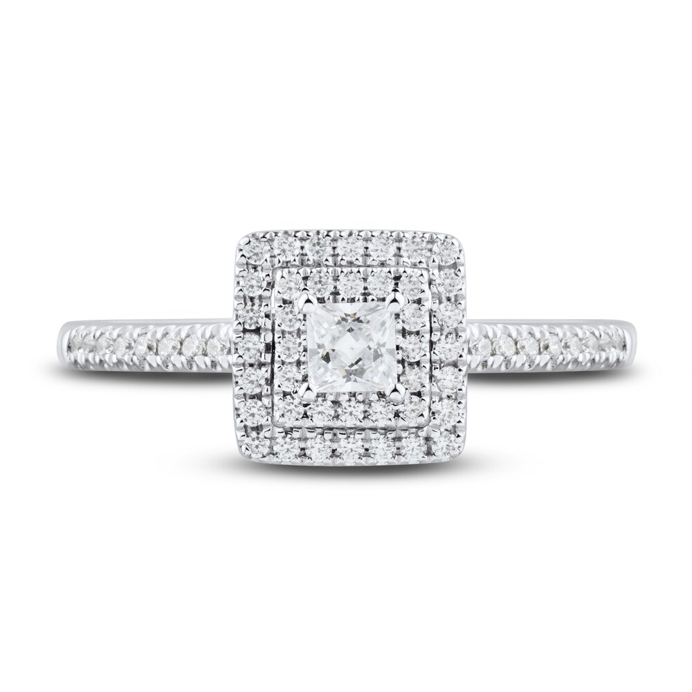 Diamond Engagement Ring 1/3 ct tw Princess/Round 14K White Gold JMUWxSdM