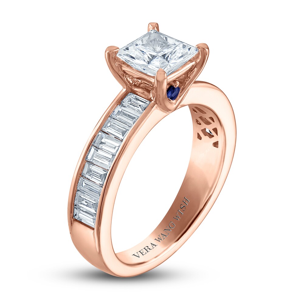 Vera Wang WISH Diamond Engagement Ring 2-1/4 ct tw Princess/Baguette 18K Rose Gold JNPLPhrI