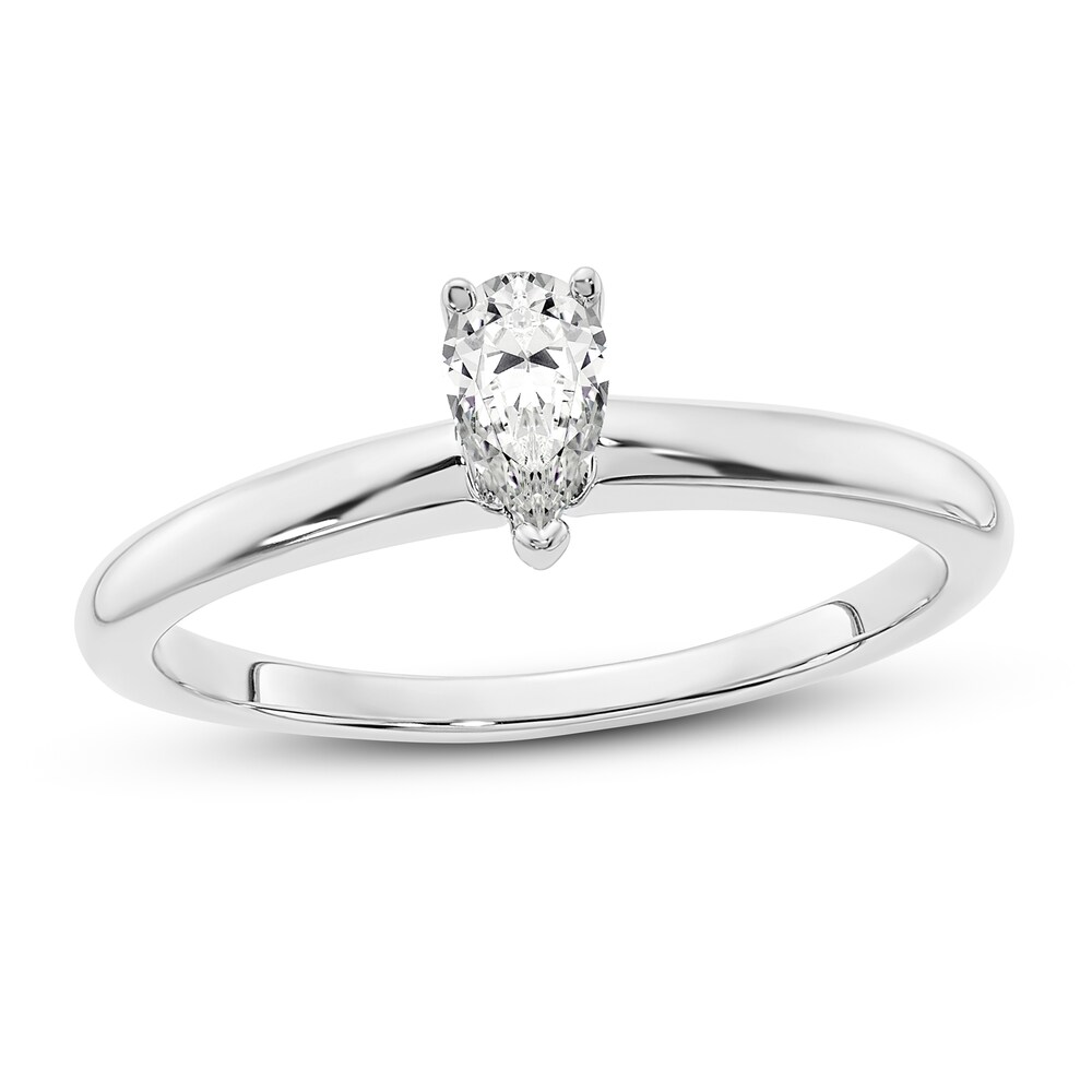 Diamond Solitaire Engagement Ring 1/3 ct tw Pear-shaped 14K White Gold (I1/I) JSgutDDf