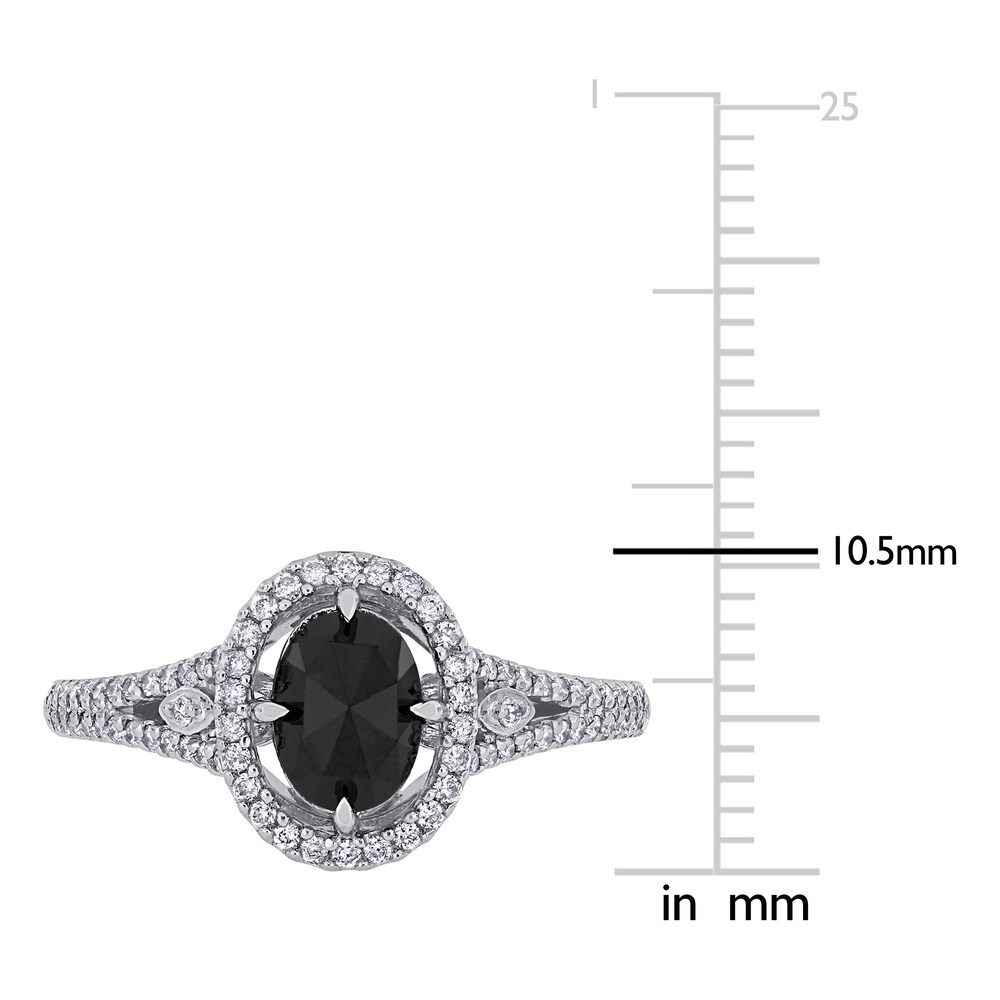 Black & White Diamond Engagement Ring 1-1/4 ct tw Oval/Round 14K White Gold JXqPL2WQ