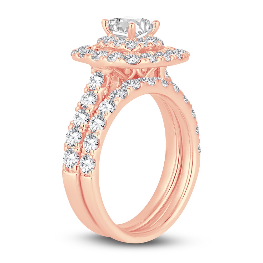 Diamond Bridal Set 2-1/2 ct tw Princess/Round 14K Rose Gold JYAODHAg