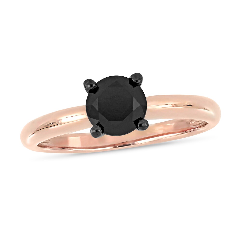 Black Diamond Solitaire Engagement Ring 1 ct tw Round-cut 14K Rose Gold JYPLfFfQ