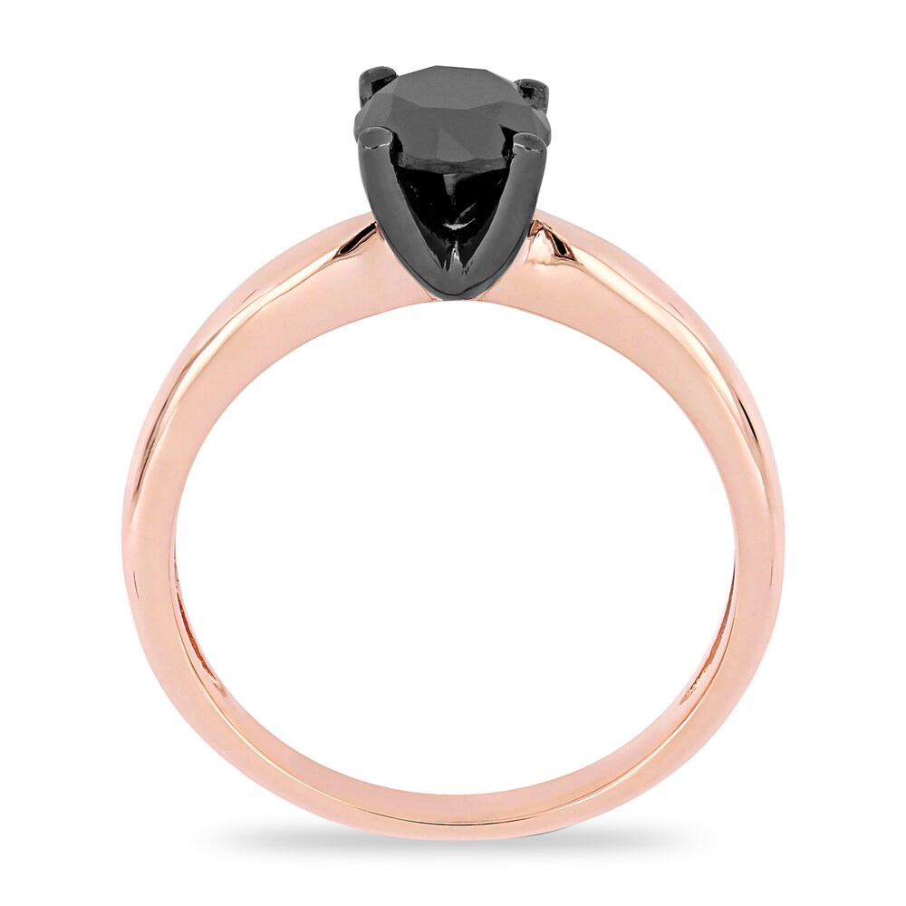 Black Diamond Solitaire Engagement Ring 1 ct tw Round-cut 14K Rose Gold JYPLfFfQ