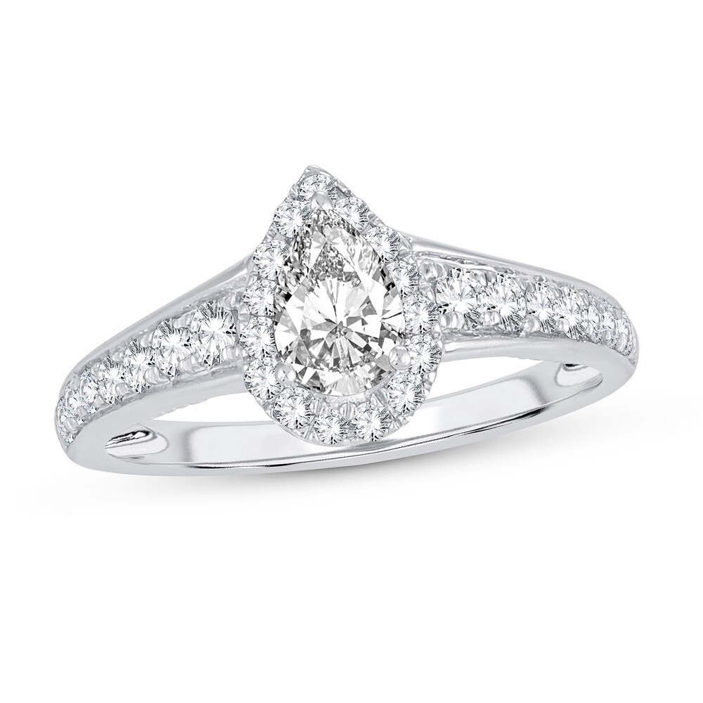 Diamond Engagement Ring 1 ct tw Round/Pear-shaped 14K White Gold JZcYCmx2 [JZcYCmx2]