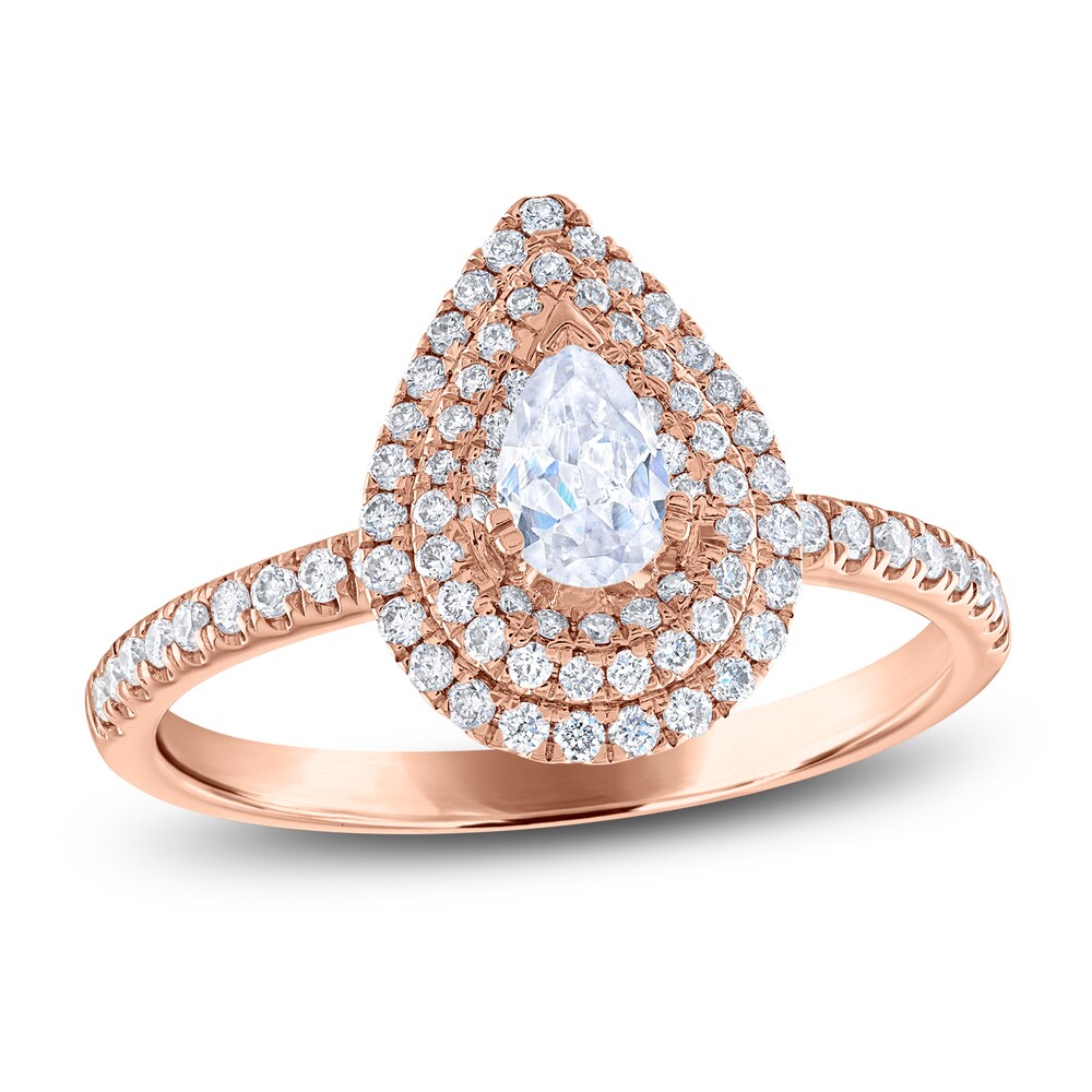 Diamond Engagement Ring 3/4 ct tw Pear/Round 14K Rose Gold JfSzqiZG [JfSzqiZG]