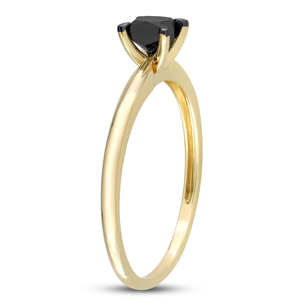 Black Diamond Solitaire Engagement Ring 1/2 ct tw Princess-cut 14K Yellow Gold JrMoEF6l