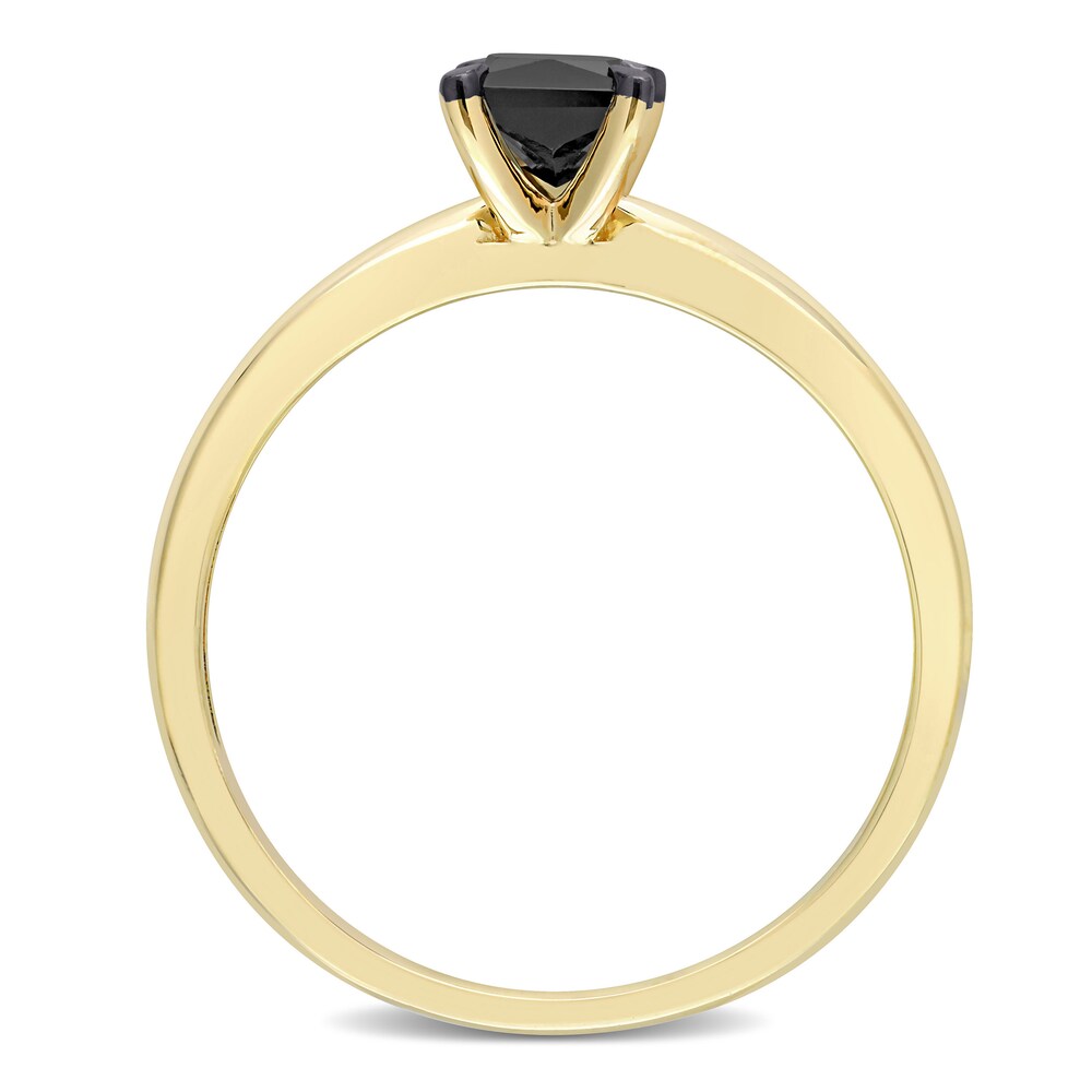 Black Diamond Solitaire Engagement Ring 1/2 ct tw Princess-cut 14K Yellow Gold JrMoEF6l