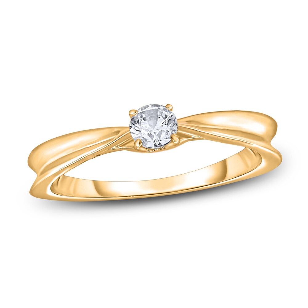 Diamond Solitaire Concave Engagement Ring 1/4 ct tw Round 14K Yellow Gold (I2/I) K7rIDns7 [K7rIDns7]