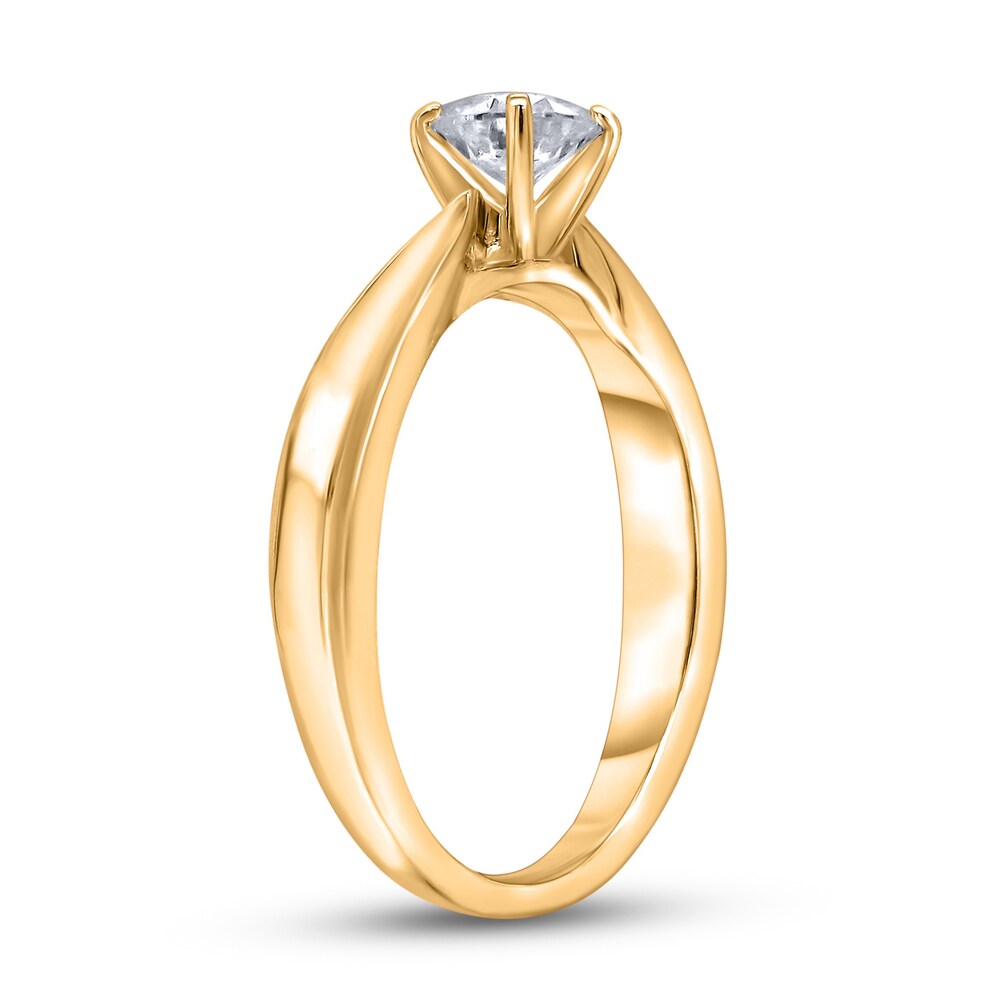 Diamond Solitaire Concave Engagement Ring 1/4 ct tw Round 14K Yellow Gold (I2/I) K7rIDns7