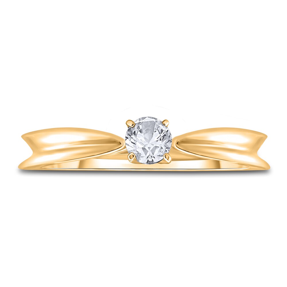 Diamond Solitaire Concave Engagement Ring 1/4 ct tw Round 14K Yellow Gold (I2/I) K7rIDns7