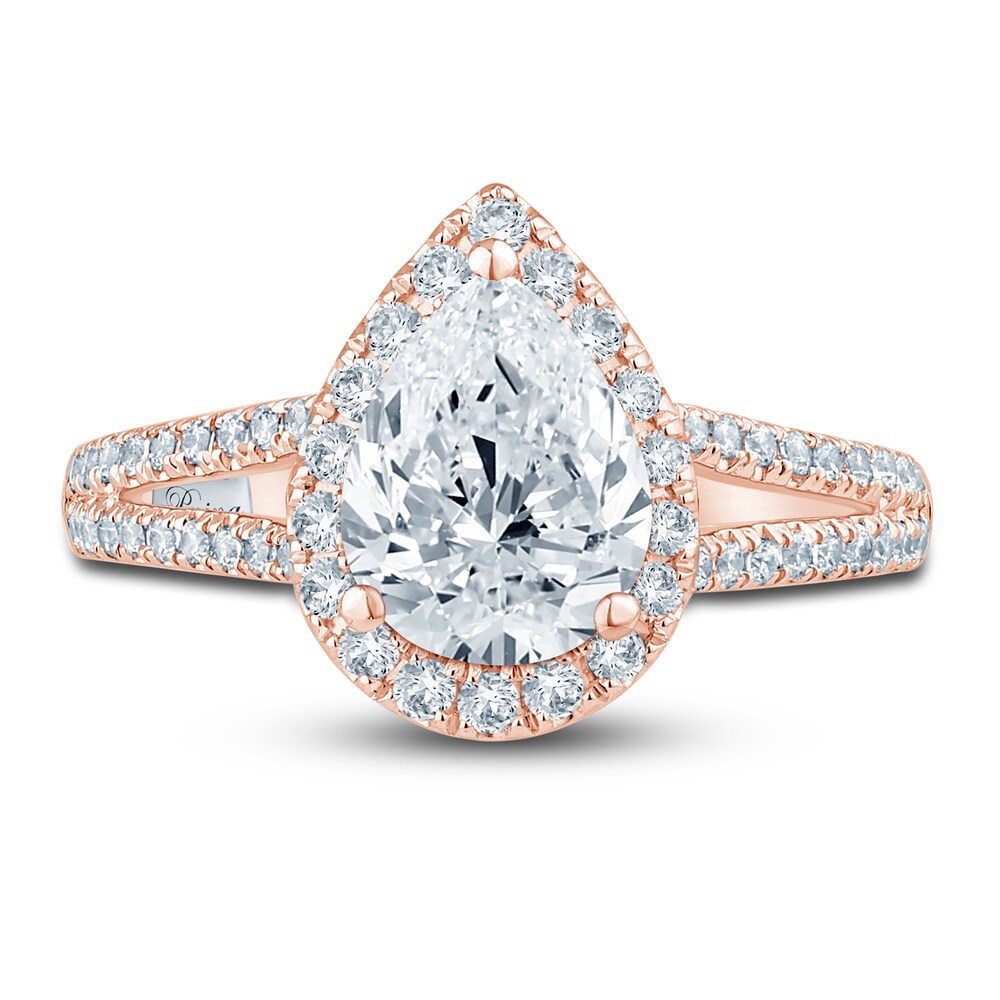 Pnina Tornai Lab-Created Diamond Engagement Ring 2-1/2 ct tw Pear/Round 14K Rose Gold K93RVKgS