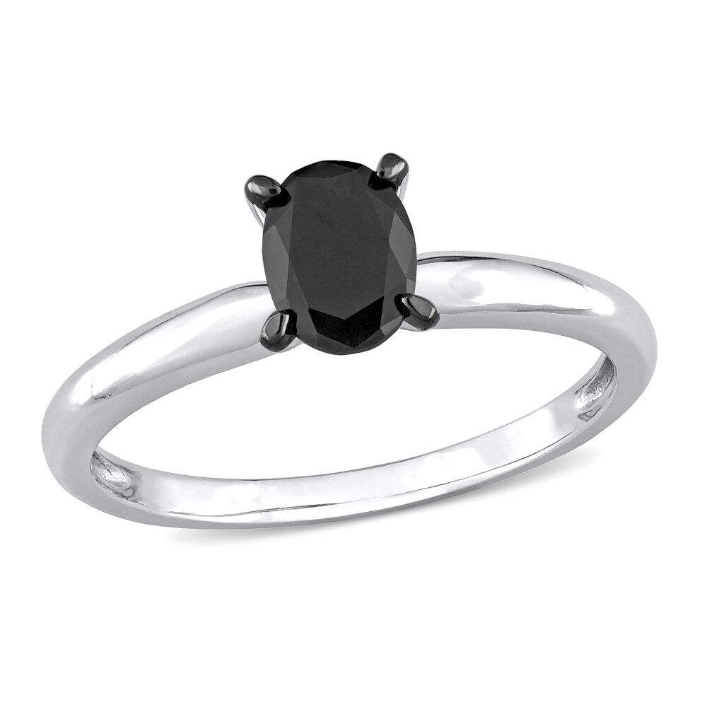 Black Diamond Solitaire Engagement Ring 1/2 ct tw Oval-cut 14K White Gold KD3wcJFq [KD3wcJFq]