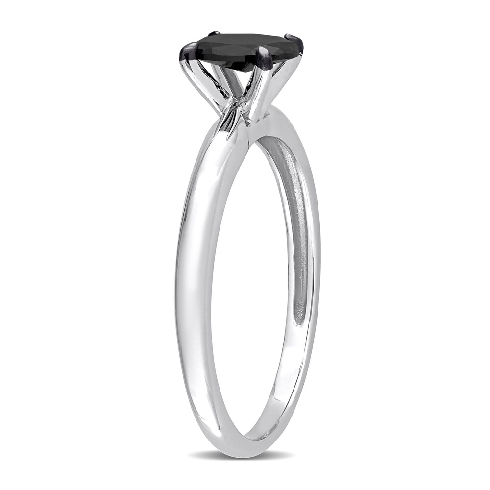 Black Diamond Solitaire Engagement Ring 1/2 ct tw Oval-cut 14K White Gold KD3wcJFq