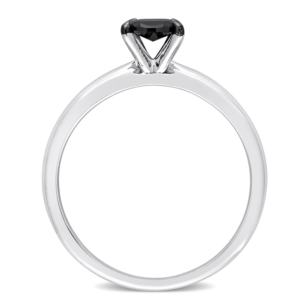 Black Diamond Solitaire Engagement Ring 1/2 ct tw Oval-cut 14K White Gold KD3wcJFq