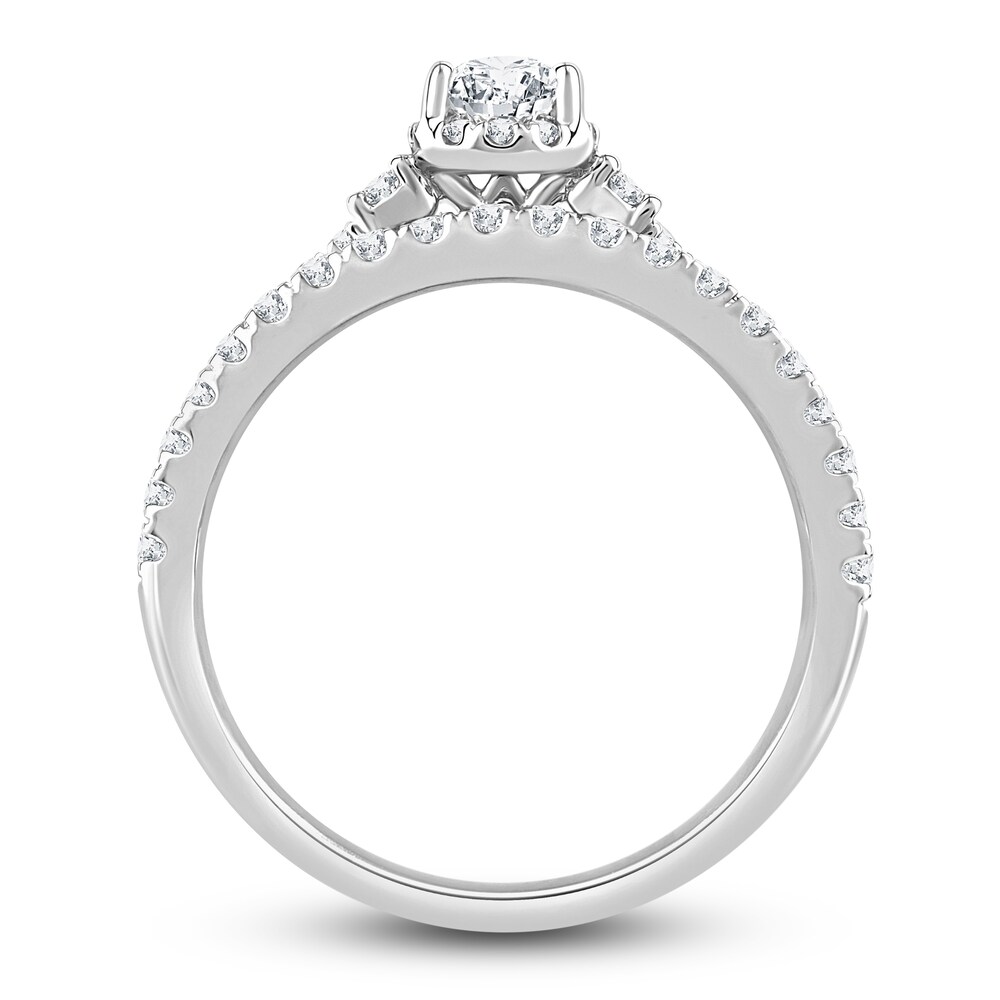 Diamond Halo Bridal Set 1 ct tw Pear/Round 14K White Gold KJLpDHnI