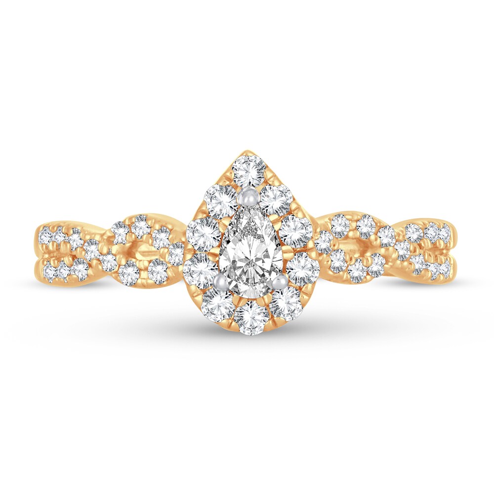 Diamond Ring 1/2 ct tw Pear-shaped 14K Yellow Gold KUKNbjiM