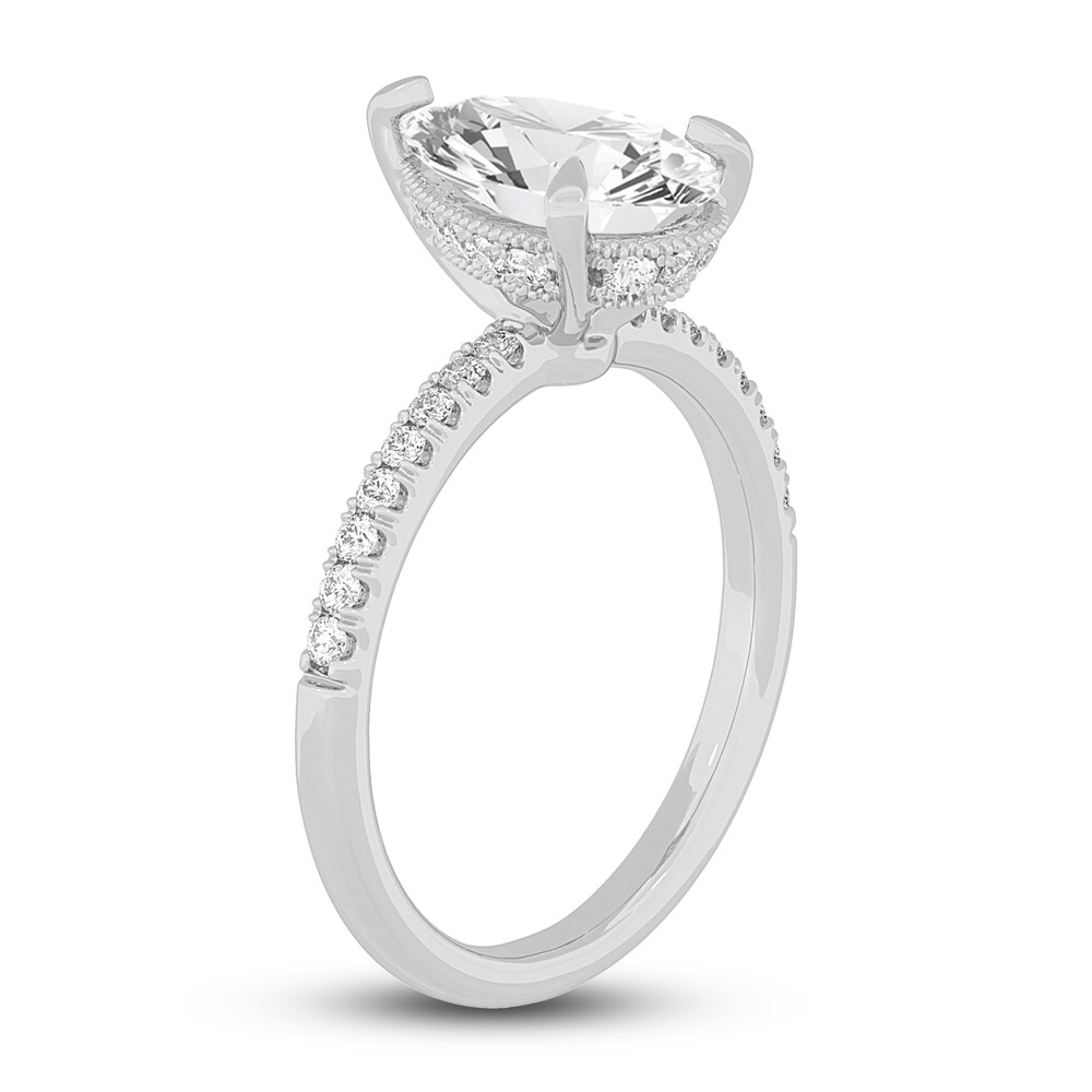 Lab-Created Diamond Engagement Ring 2-1/4 ct tw Pear/Round 14K White Gold KXtMRoxs