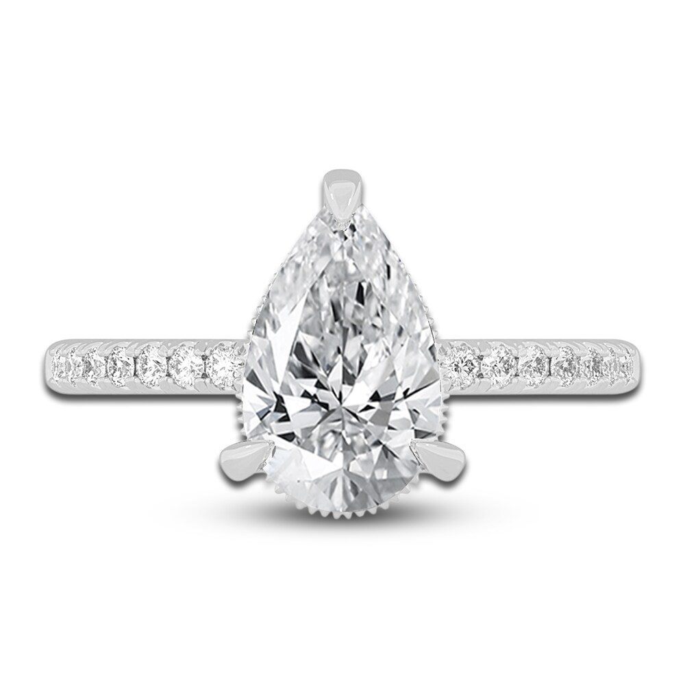 Lab-Created Diamond Engagement Ring 2-1/4 ct tw Pear/Round 14K White Gold KXtMRoxs