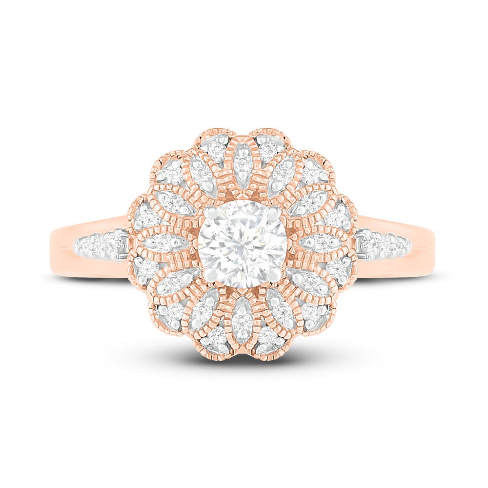 Diamond Engagement Ring 1/2 ct tw Round 14K Rose Gold KcoD1LSs