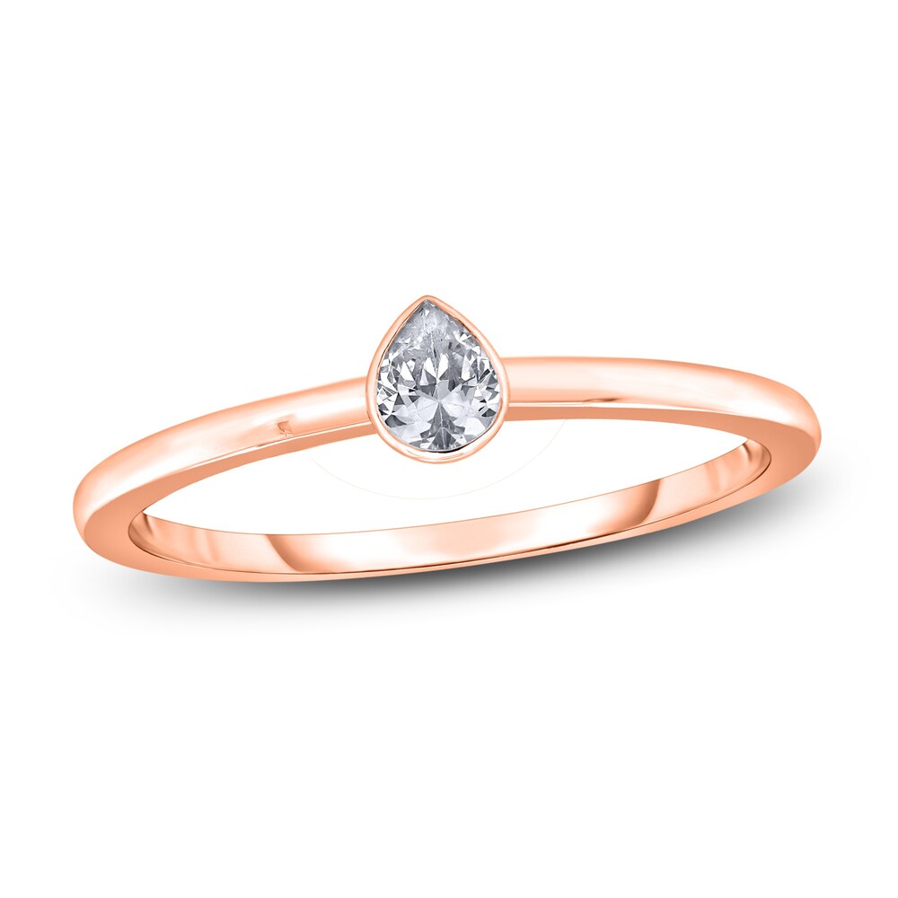 Diamond Solitaire Engagement Ring 1/4 ct tw Bezel-Set Pear-cut 14K Rose Gold (I2/I) KgP2loKl