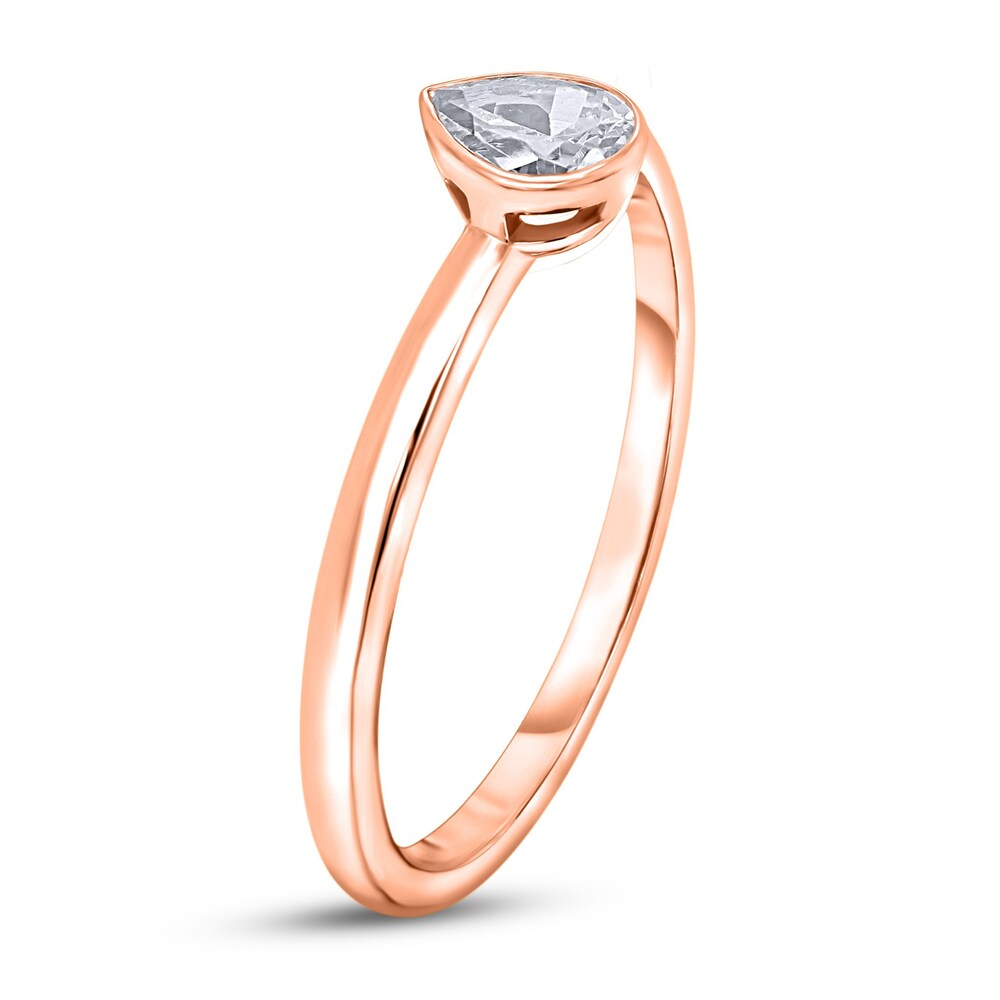 Diamond Solitaire Engagement Ring 1/4 ct tw Bezel-Set Pear-cut 14K Rose Gold (I2/I) KgP2loKl