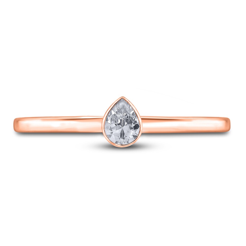 Diamond Solitaire Engagement Ring 1/4 ct tw Bezel-Set Pear-cut 14K Rose Gold (I2/I) KgP2loKl