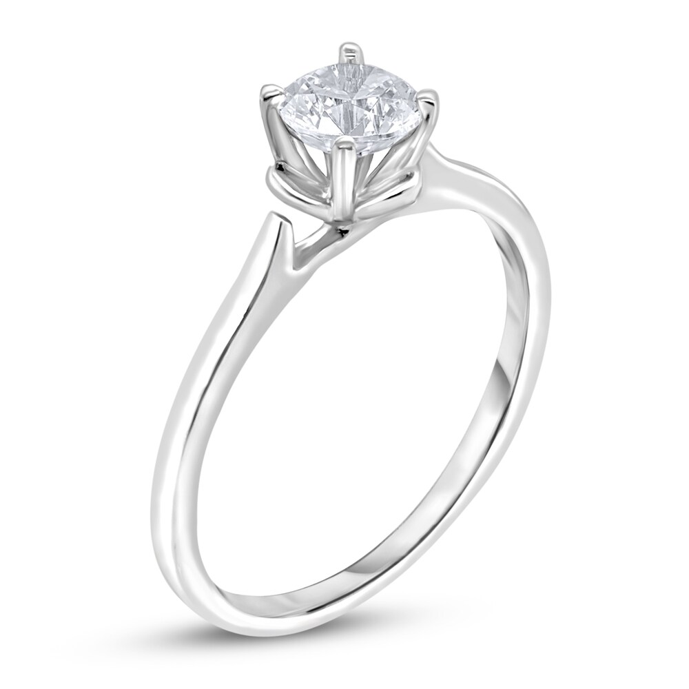 Diamond Solitaire Floral Engagement Ring 1/2 ct tw Round 14K White Gold (I2/I) L8VvcNUl