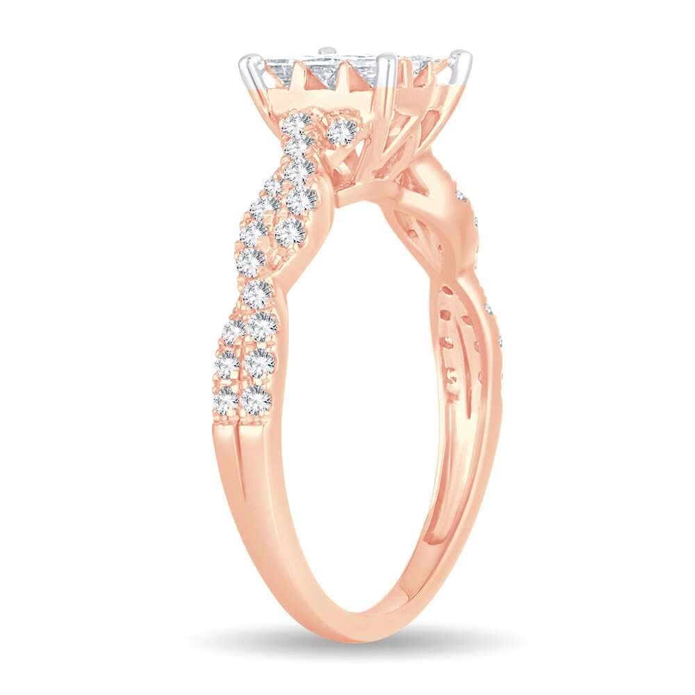 Diamond Ring 3/4 ct tw Princess 14K Rose Gold LGDnkfCO