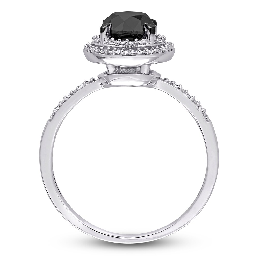 Black & White Diamond Halo Engagement Ring 1-5/8 ct tw Round 14K White Gold LOfi0wJQ