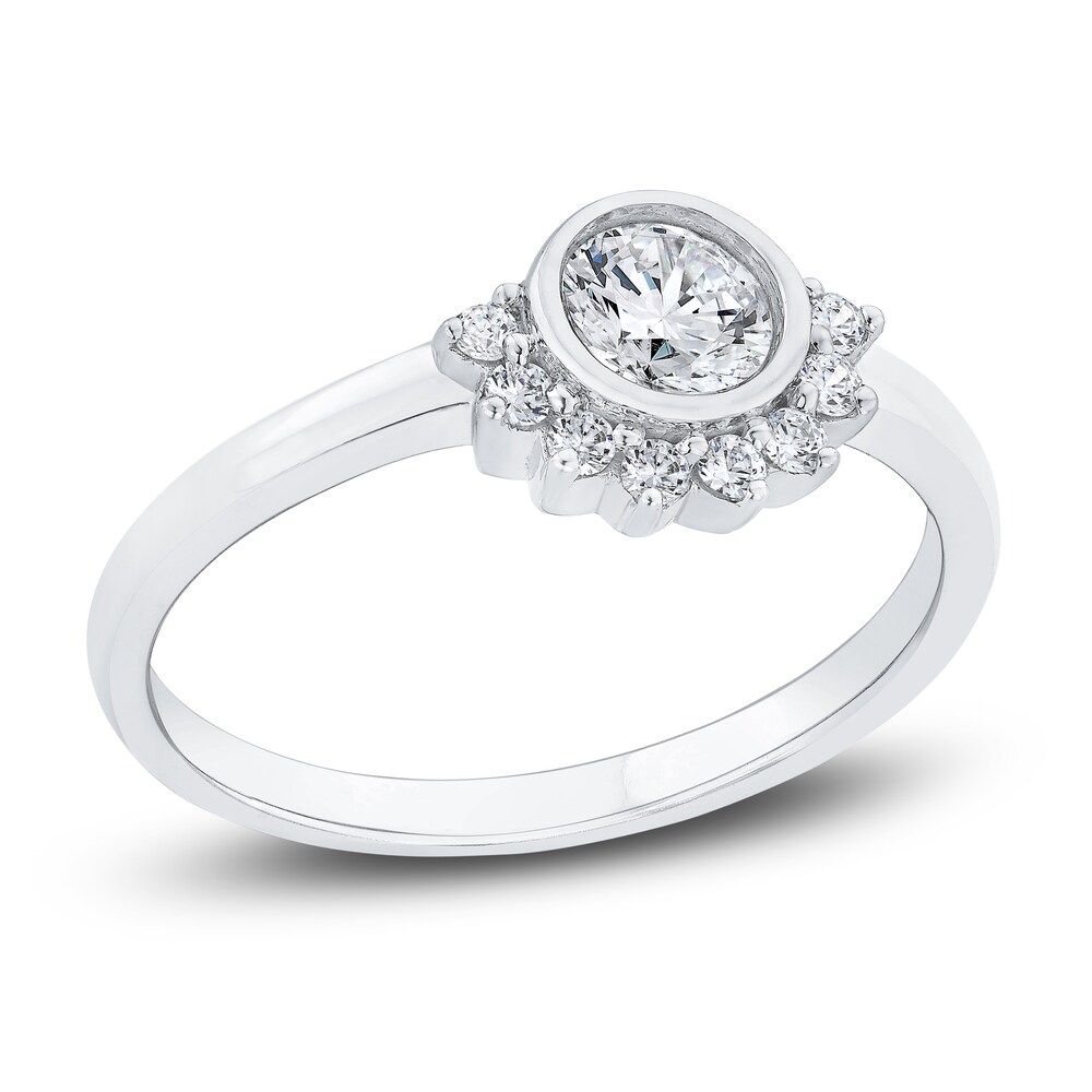 Diamond Engagement Ring 1/2 ct tw Round 14K White Gold LPTCYo05 [LPTCYo05]